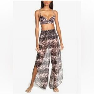 RACHEL Rachel Roy Harem Pants High Rise Wide Split Leg Tulip Hem Animal Print  L